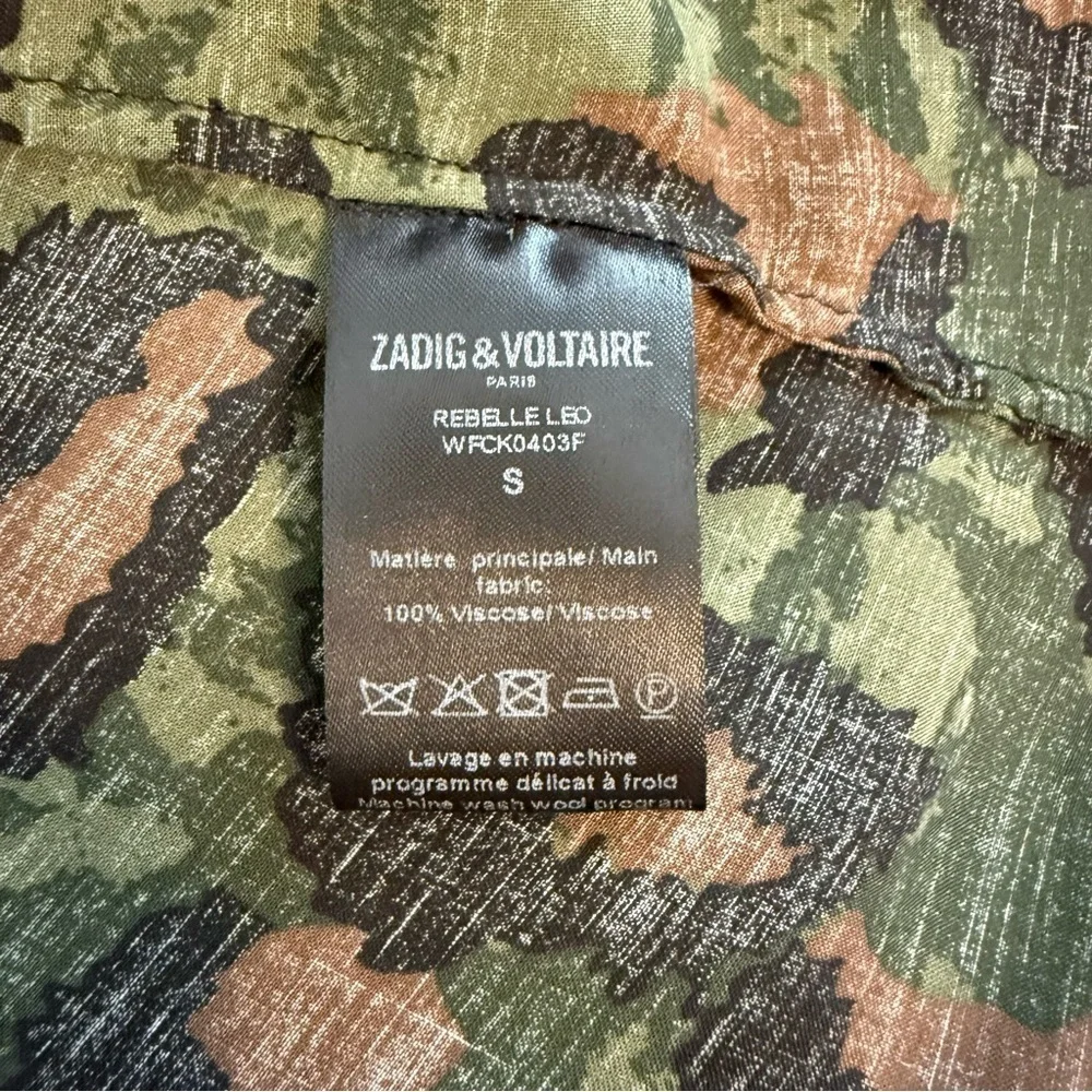 Zadig & Voltaire Green Black Rebelle Leo Midi Dress V Neck Leopard Size Small - Picture 11 of 13